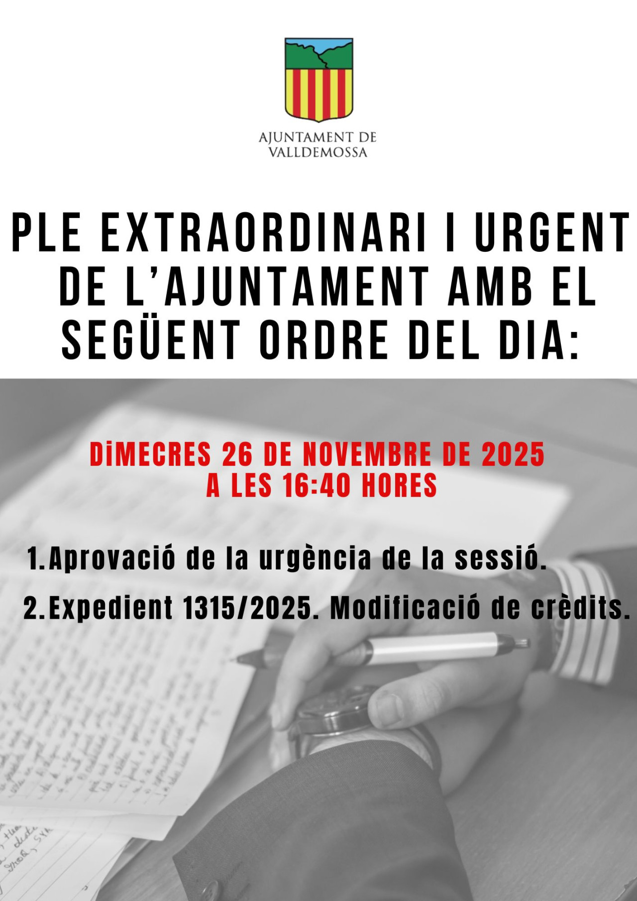 Ple extraordinari i urgent