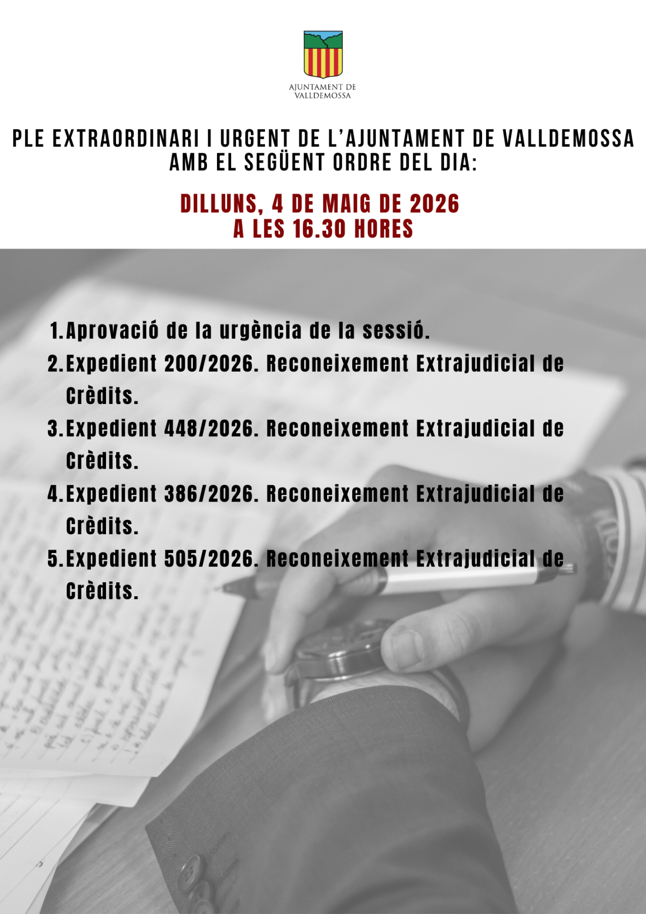 Ple Extraordinari i Urgent de l'Ajuntament de Valldemossa