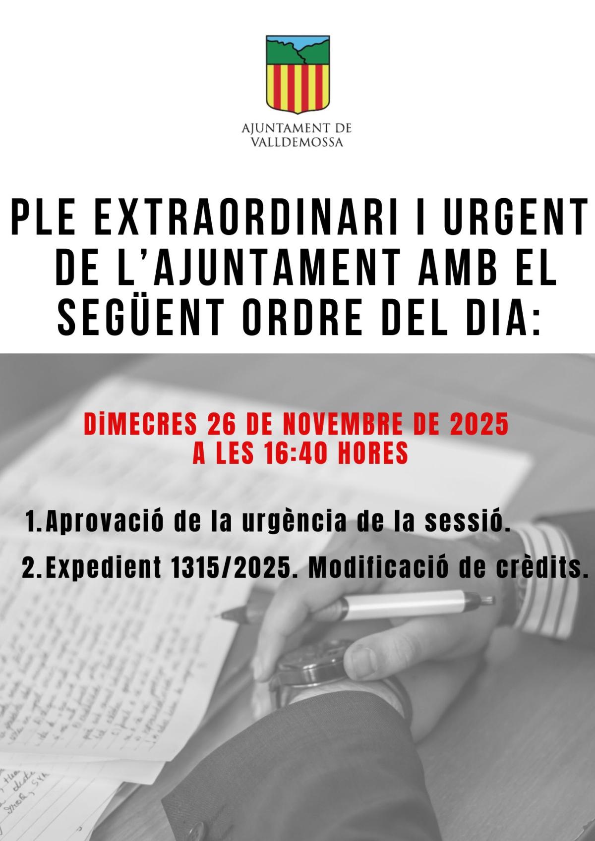 Ple extraordinari i urgent