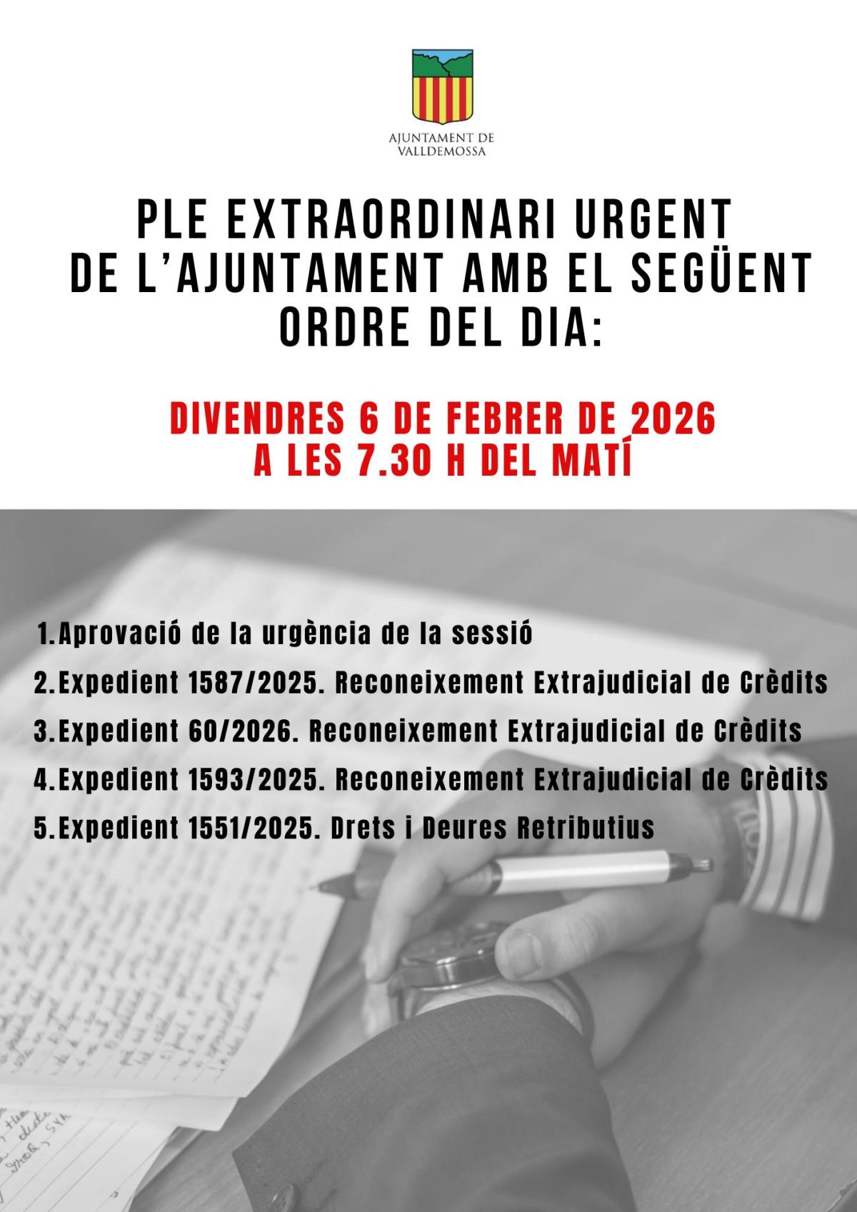 Ple Extraordinari Urgent de l'Ajuntament de Valldemossa