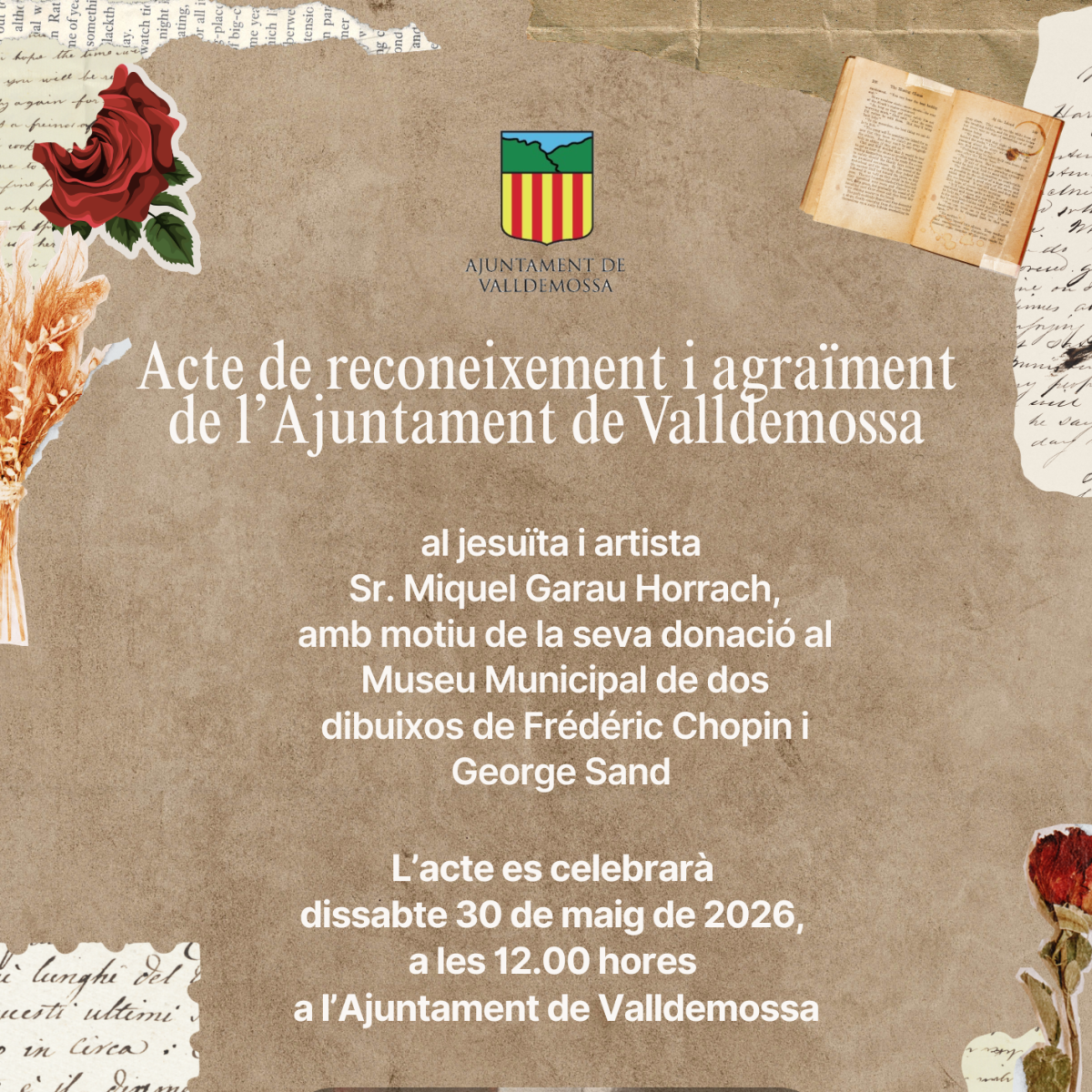 acte de reconeixement i agraïment al jesuïta i artista Sr. Miquel Garau Horrach