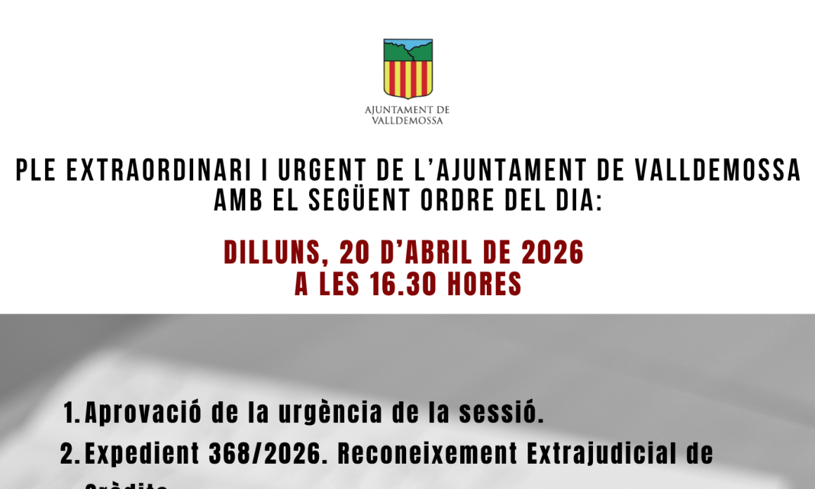 Ple Extraordinari i Urgent de l'Ajuntament de Valldemossa