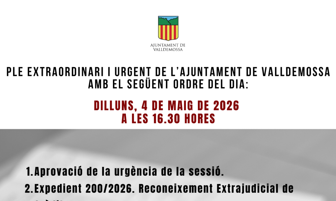 Ple Extraordinari i Urgent de l'Ajuntament de Valldemossa