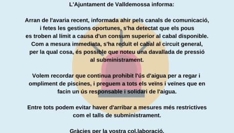 Avís urgent aigua valldemossa
