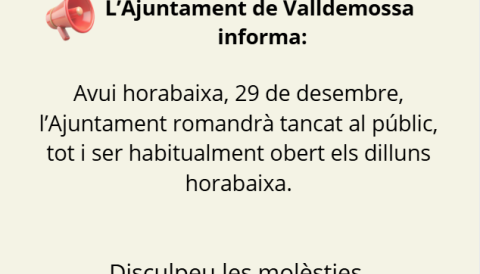 Ajuntament tancat horabaixa 29