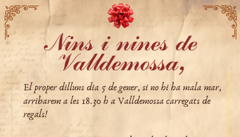 Carta dels Reis Mags als nins i nines de Valldemossa